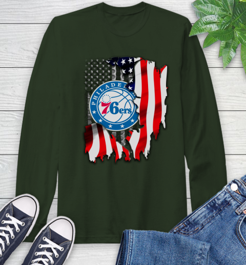 Philadelphia 76ers NBA Basketball American Flag Long Sleeve T-Shirt 7