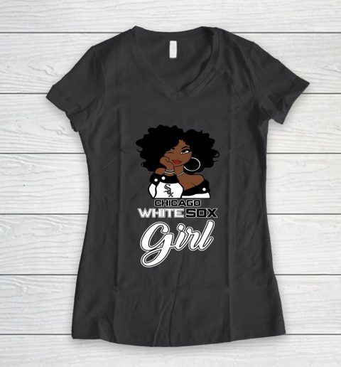 Chicago White Sox Girl MLB Women's V-Neck T-Shirt 8