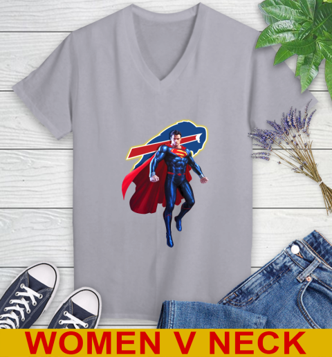 NFL Superman DC Sports Football Buffalo Bills Women's V-Neck T-Shirt 5