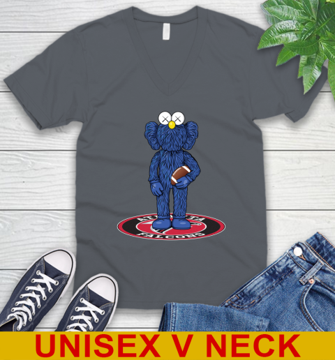 NFL Football Atlanta Falcons Kaws Bff Blue Figure Shirt V-Neck T-Shirt 5