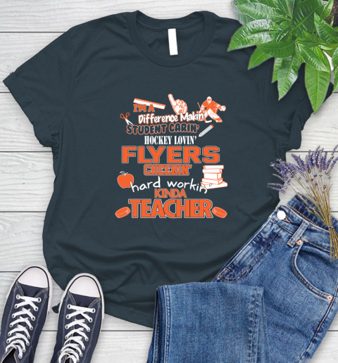 Philadelphia Flyers NHL I'm A Difference Making Student Caring Hockey Loving Kinda Teacher Women's T-Shirt 11