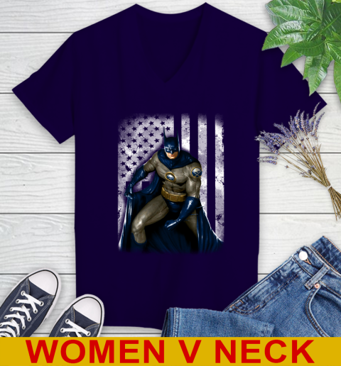 Buffalo Sabres NHL Hockey Batman DC American Flag Shirt Women's V-Neck T-Shirt 3