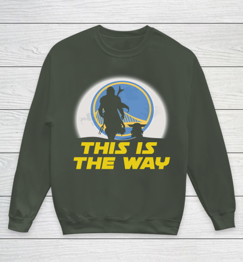 Golden State Warriors NBA Basketball Star Wars Yoda And Mandalorian This Is The Way Youth Sweatshirt 8