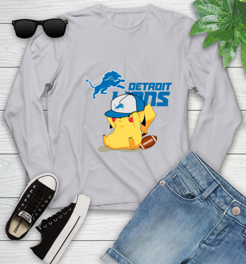 NFL Pikachu Football Sports Detroit Lions Youth Long Sleeve 5