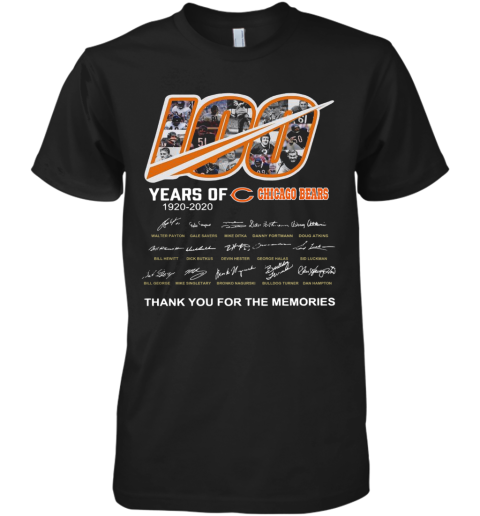 100 Years Of Chicago Bears Thank You For The Memories Signatures Premium Men's T-Shirt