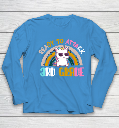 Back to school shirt Ready To Attack 3rd grade Unicorn Youth Long Sleeve 5