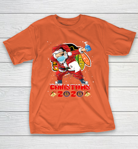 Chicago Blackhawks Funny Santa Claus Dabbing Christmas 2020 NHL T-Shirt 4