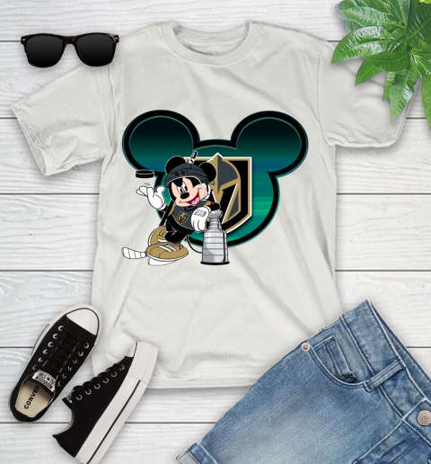 NHL Vegas Golden Knights Stanley Cup Mickey Mouse Disney Hockey T Shirt Youth T-Shirt 12