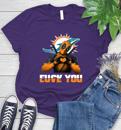 NHL Miami Dolphins Deadpool Love You Fuck You Football Sports Women's T-Shirt 4