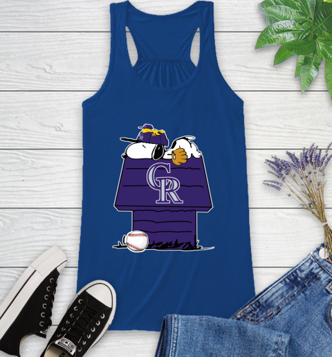 MLB Colorado Rockies Snoopy Woodstock The Peanuts Movie Baseball T Shirt Racerback Tank 9