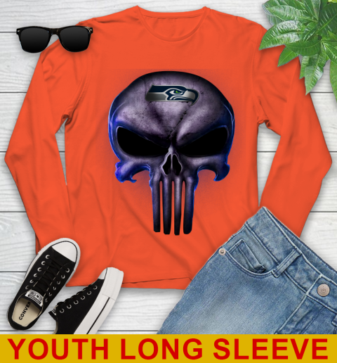 Seattle Seahawks NFL Football Punisher Skull Sports Youth Long Sleeve 3