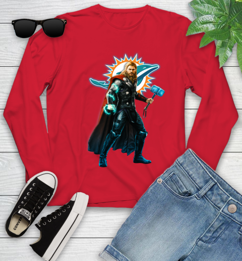 NFL Thor Avengers Endgame Football Miami Dolphins Youth Long Sleeve 11