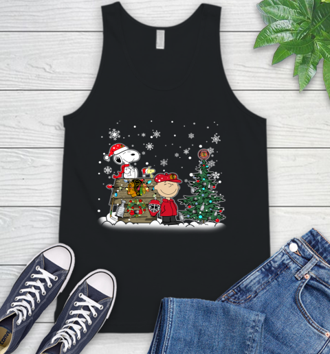 NHL Chicago Blackhawks Snoopy Charlie Brown Woodstock Christmas Stanley Cup Hockey Tank Top