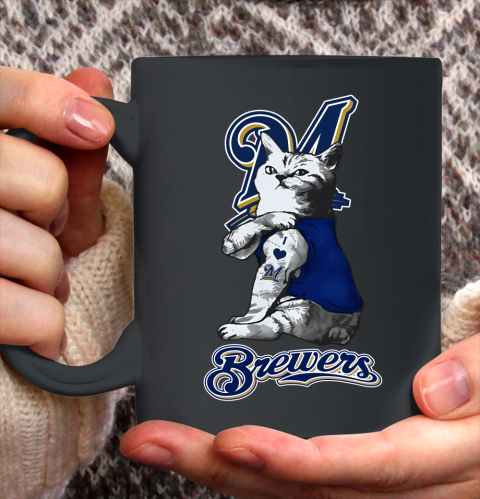 MLB Baseball My Cat Loves Milwaukee Brewers Ceramic Mug 11oz