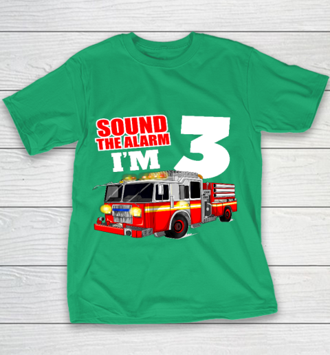 Kids Fire Truck 3rd Birthday T Shirt Boy Firefighter 3 Years Old Youth T-Shirt 3