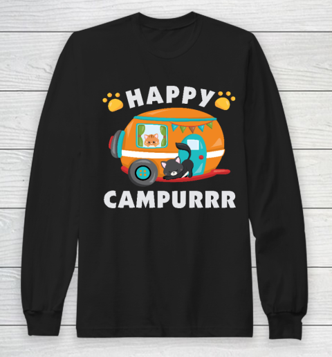 Happy Campurrr Camping With Cats RV Glamping Designs Long Sleeve T-Shirt