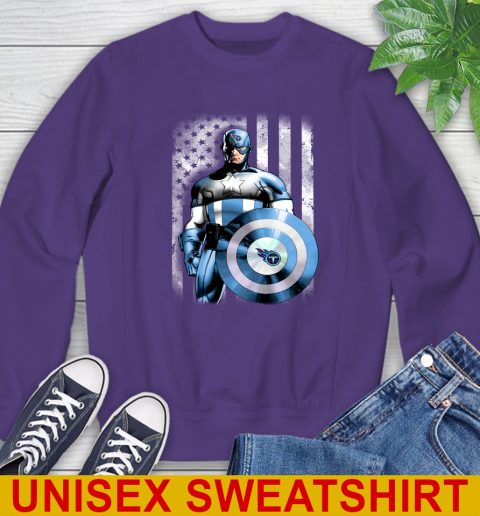 Tennessee Titans NFL Football Captain America Marvel Avengers American Flag Shirt Sweatshirt 4
