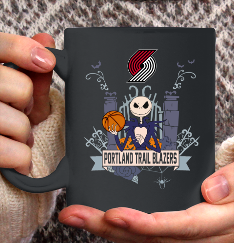 NBA Portland Trail Blazers Basketball Jack Skellington Halloween Ceramic Mug 11oz
