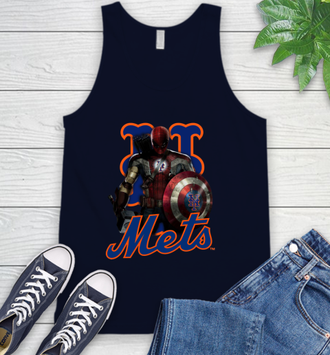 MLB Captain America Thor Spider Man Hawkeye Avengers Endgame Baseball New York Mets Tank Top 3
