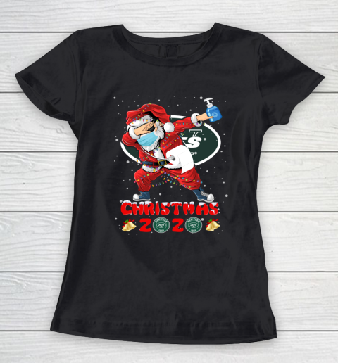 New York Jets Funny Santa Claus Dabbing Christmas 2020 NFL Women's T-Shirt