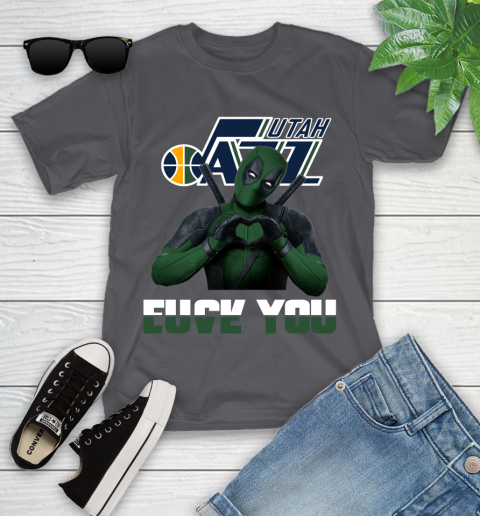 NBA Utah Jazz Deadpool Love You Fuck You Basketball Sports Youth T-Shirt 6