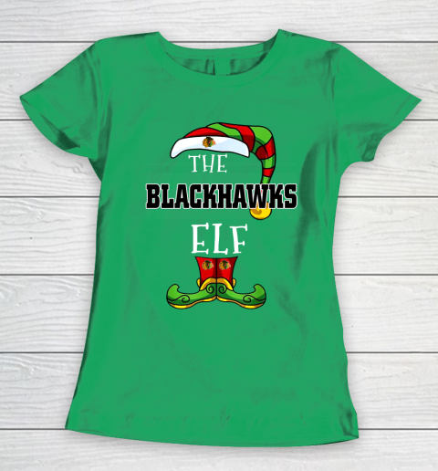 Chicago Blackhawks Christmas ELF Funny NHL Women's T-Shirt 5