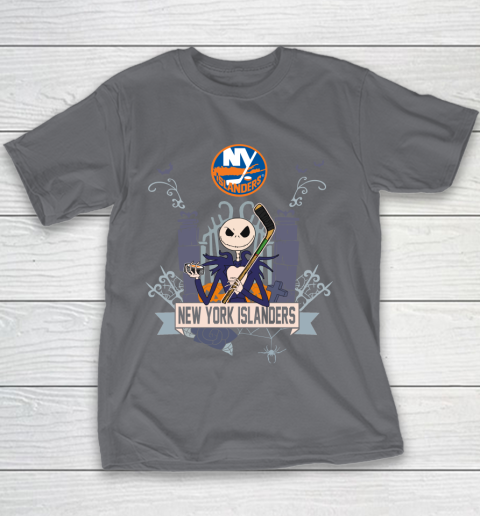 NHL New York Islanders Hockey Jack Skellington Halloween Youth T-Shirt 5