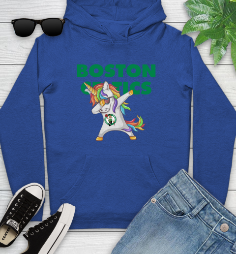 Boston Celtics NBA Basketball Funny Unicorn Dabbing Sports Youth Hoodie 9