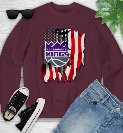 Sacramento Kings NBA Basketball American Flag Youth Sweatshirt - Image 5