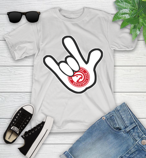 Atlanta Hawks NBA Basketball Mickey Rock Hand Disney Youth T-Shirt