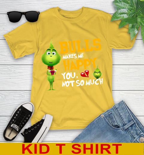 NBA Chicago Bulls Makes Me Happy You Not So Much Grinch Basketball Sports Youth T-Shirt 9