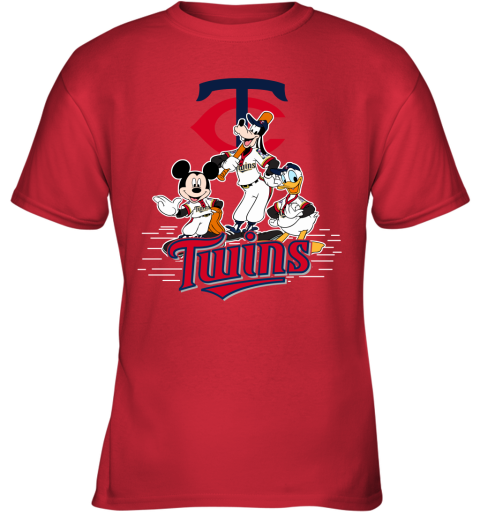 MLB Minnesota Twins Mickey Mouse Donald Duck Goofy Baseball T Shirt Youth T- Shirt