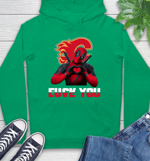 NHL Calgary Flames Deadpool Love You Fuck You Hockey Sports Hoodie 8