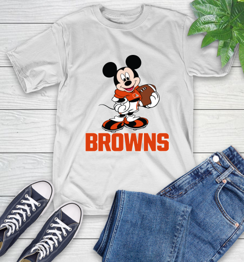 NFL Football Cleveland Browns Cheerful Mickey Mouse Shirt T-Shirt 2
