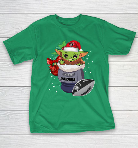 Oakland Raiders Christmas Baby Yoda Star Wars Funny Happy NFL T-Shirt