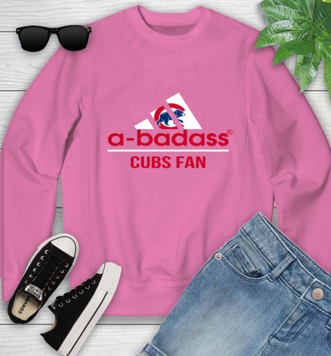 MLB A Badass Chicago Cubs Fan Adidas Baseball Sports Youth Sweatshirt 6