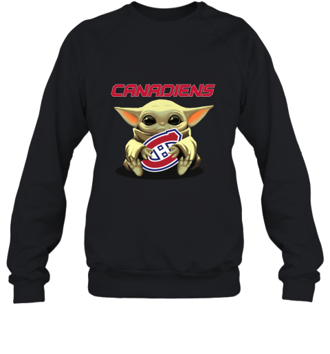 Baby Yoda Hugs The Montreal Canadiens Ice Hockey Sweatshirt