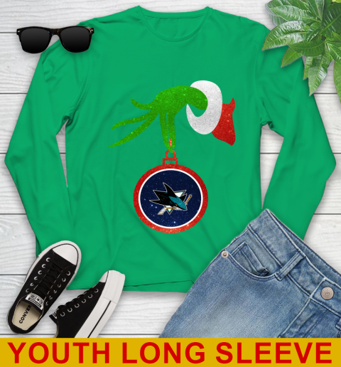 San Jose Sharks Grinch Merry Christmas NHL Hockey Youth Long Sleeve 7