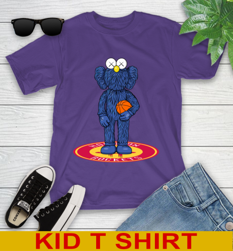 NBA Basketball Houston Rockets Kaws Bff Blue Figure Shirt Youth T-Shirt 4
