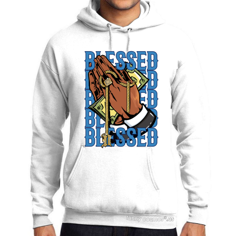 Air Jordan 1 Obsidian UNC Matching Sneaker Tshirt Drake Blessed Blue and White Jordan Tshirt