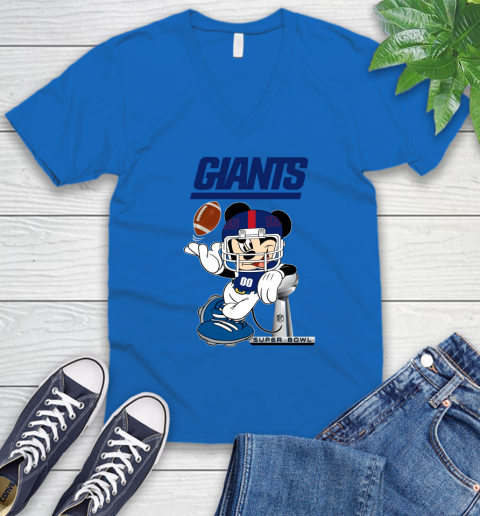 NFL newyork giants Mickey Mouse Disney Super Bowl Football T Shirt V-Neck T-Shirt 6