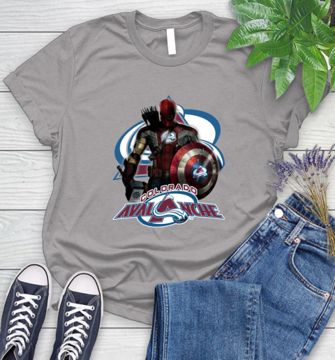 NHL Captain America Thor Spider Man Hawkeye Avengers Endgame Hockey Colorado Avalanche Women's T-Shirt 5