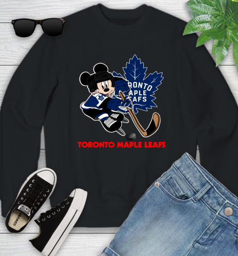 NHL Toronto Maple Leafs Mickey Mouse Disney Hockey T Shirt Youth Sweatshirt 2