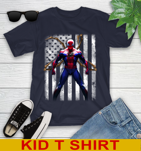 NBA Basketball Portland Trail Blazers Spider Man Avengers Marvel American Flag Shirt Youth T-Shirt 2