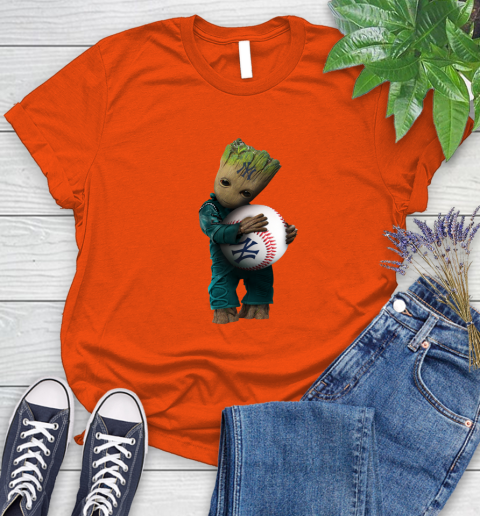 MLB Groot Guardians Of The Galaxy Baseball Sports New York Yankees Women's T-Shirt 4