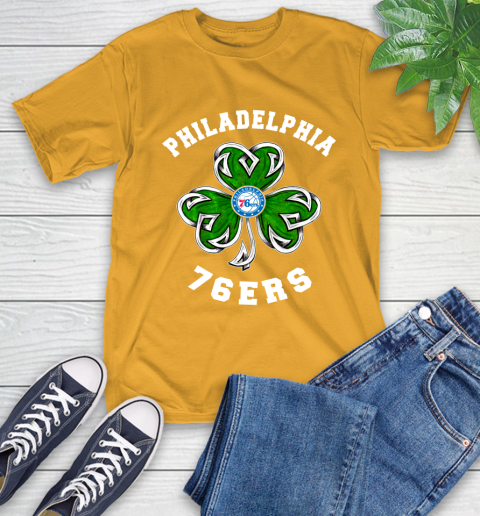 NBA Philadelphia 76ers Three Leaf Clover St Patrick's Day Basketball Sports T-Shirt 2