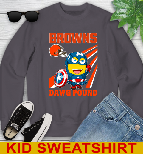 NFL Football Cleveland Browns Captain America Marvel Avengers Minion Shirt Youth Sweatshirt 5