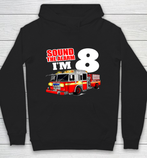 Kids Fire Truck 8th Birthday T Shirt Boy Firefighter 8 Years Old Hoodie