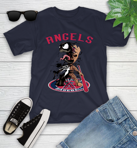 MLB Los Angeles Angels Baseball Venom Groot Guardians Of The Galaxy Youth T-Shirt 3