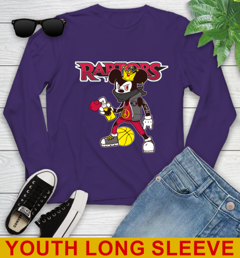Toronto Raptors NBA Basketball Mickey Peace Sign Sports Youth Long Sleeve 5